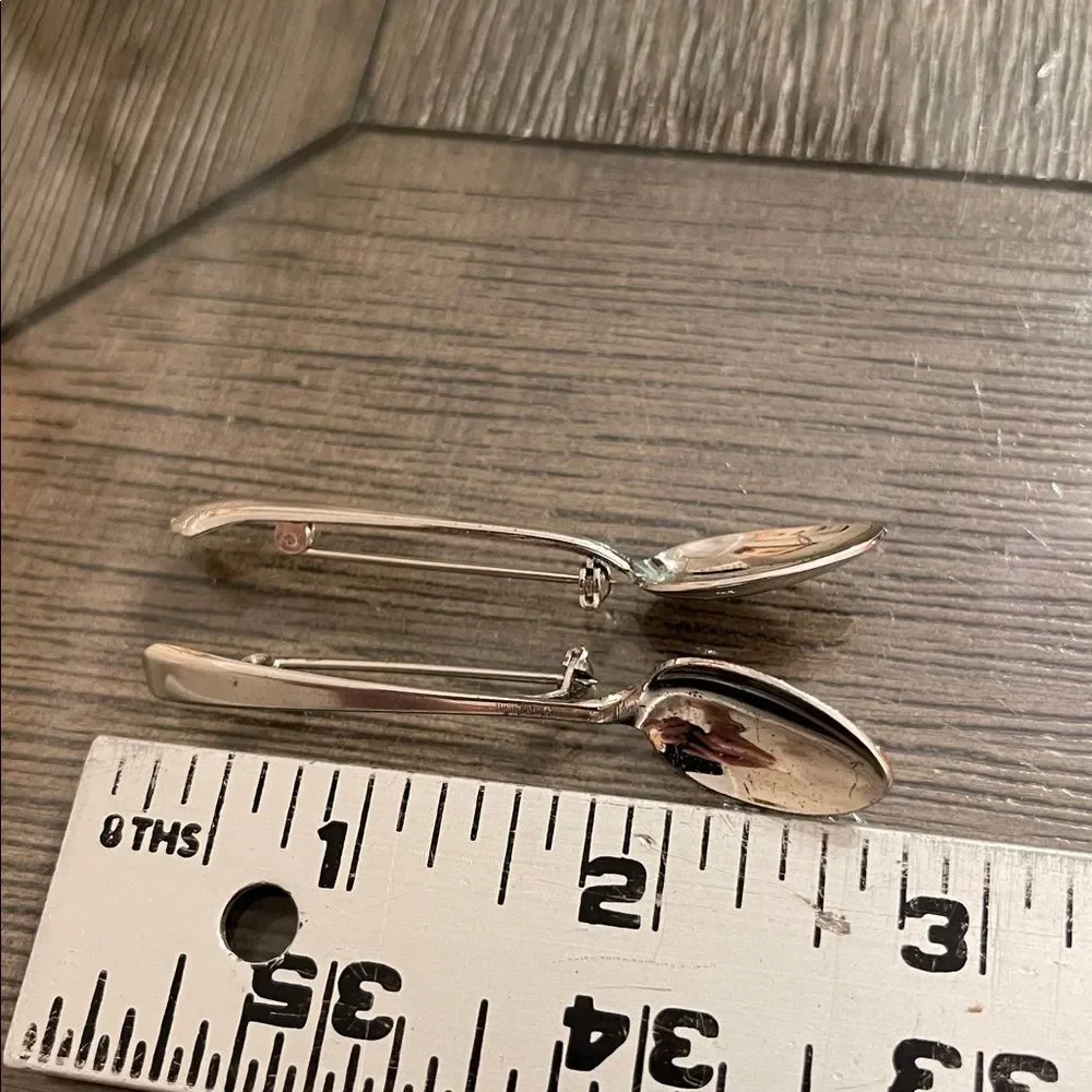 2 Vintage Silver Tone Spoon Brooch Pin 2.5